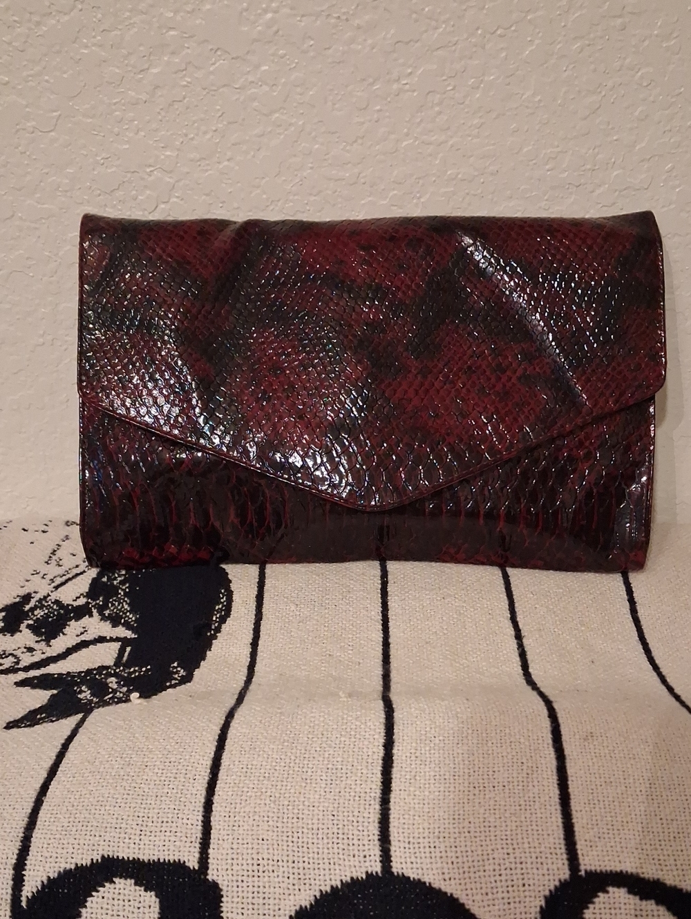 Joan Rivers Classic Red Snakeskin-Texture Evening Clutch